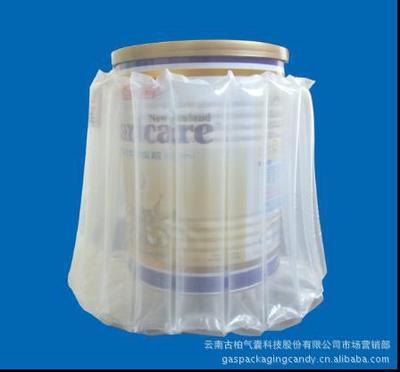 【抗震缓冲包装--灌装奶粉气排制品】价格,厂家,图片,其他包装材料及容器,云南古柏气囊科技股份 (市场营销部)-